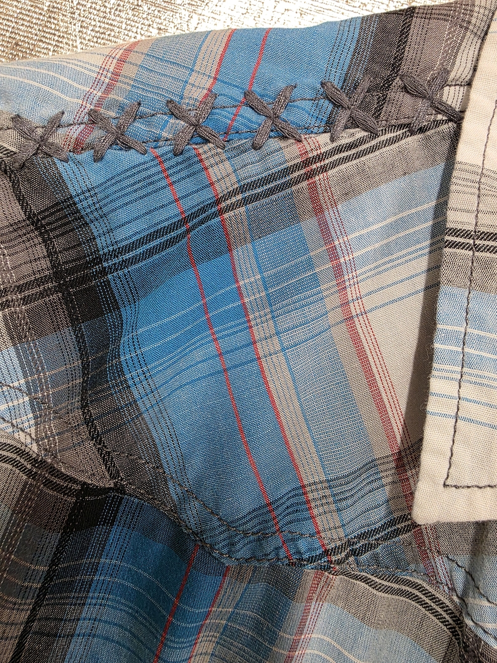 Rerun Brand Blue Plaid Button-Up Shirt Size S